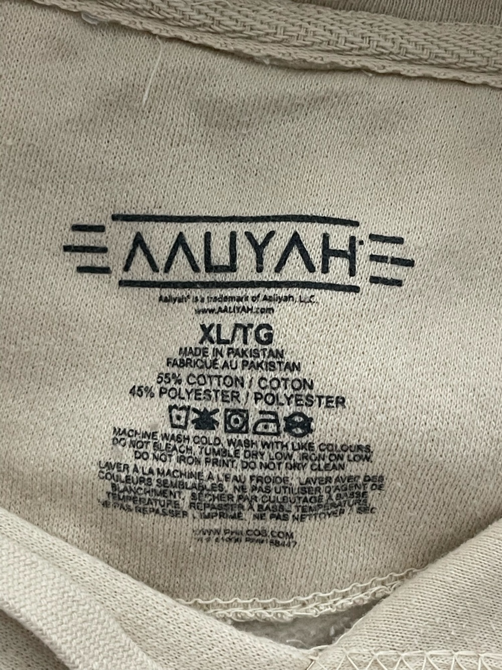 Aaliyah Beige Graphic Pullover Hoodie with Front Print - Women-Size XL - Picture 3 of 7